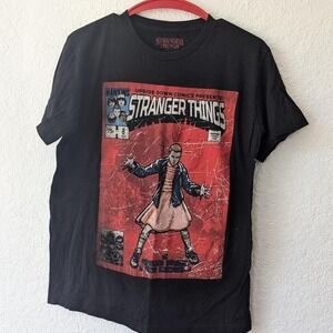 Stranger Things Upside Down Comic Tee in black and red